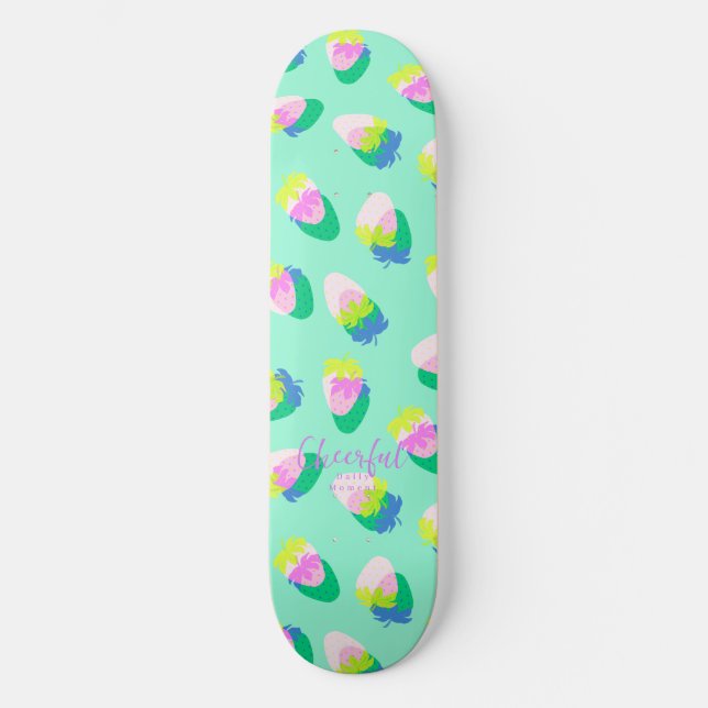 Strawberry Teal Skateboard (Front)