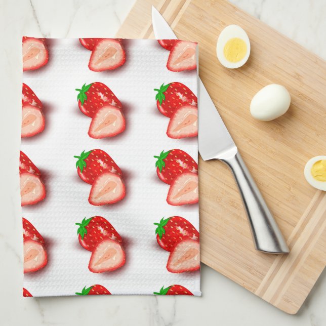 Strawberry Template Make Your Own Modern Design Tea Towel (Quarter Fold)
