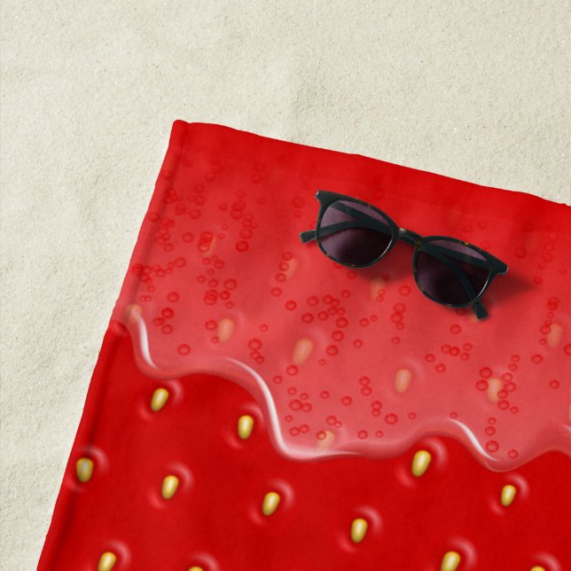 Strawberry Textured Background Liquid Fruit Jam  Beach Towel (In Situ)