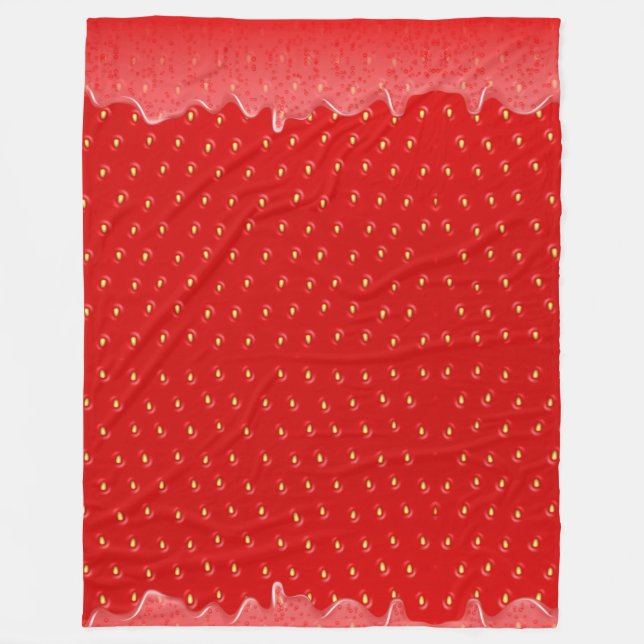 Strawberry Textured Background Liquid Fruit Jam    Fleece Blanket (Front)