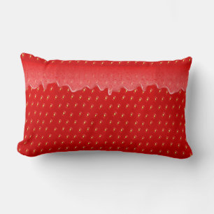 Strawberry Textured Background Liquid Fruit Jam Lumbar Cushion