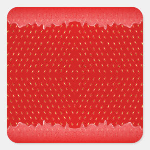 Strawberry Textured Background Liquid Fruit Jam Square Sticker