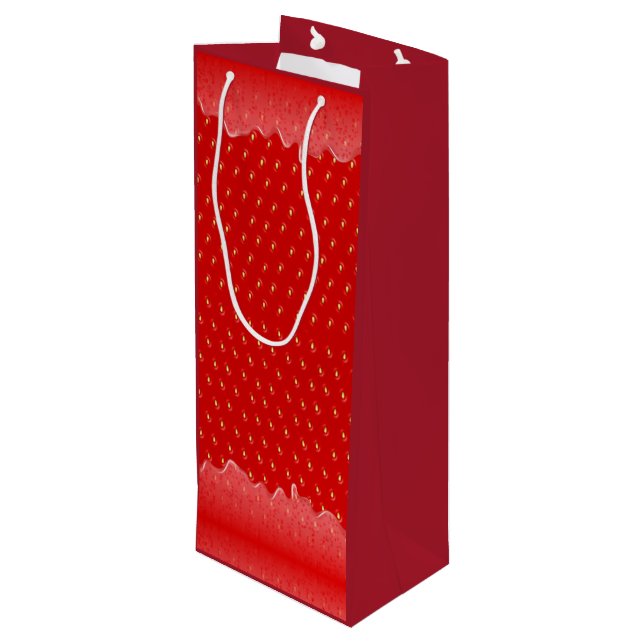 Strawberry Textured Background Liquid Fruit Jam  Wine Gift Bag (Back Angled)