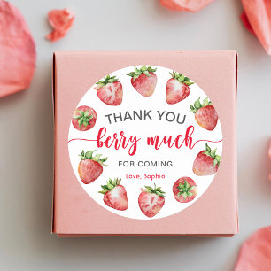 Strawberry Thank you Berry Much Classic Round Sticker