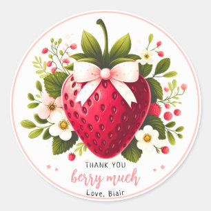 Strawberry Thank You Berry Much Favour  Classic Round Sticker