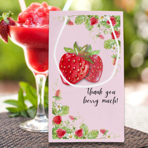 Strawberry Thank you Berry Much Pink Small Gift Bag