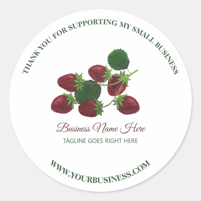 Strawberry Thank You Business  Classic Round Sticker (Front)