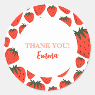 Strawberry Thank You Classic Round Sticker