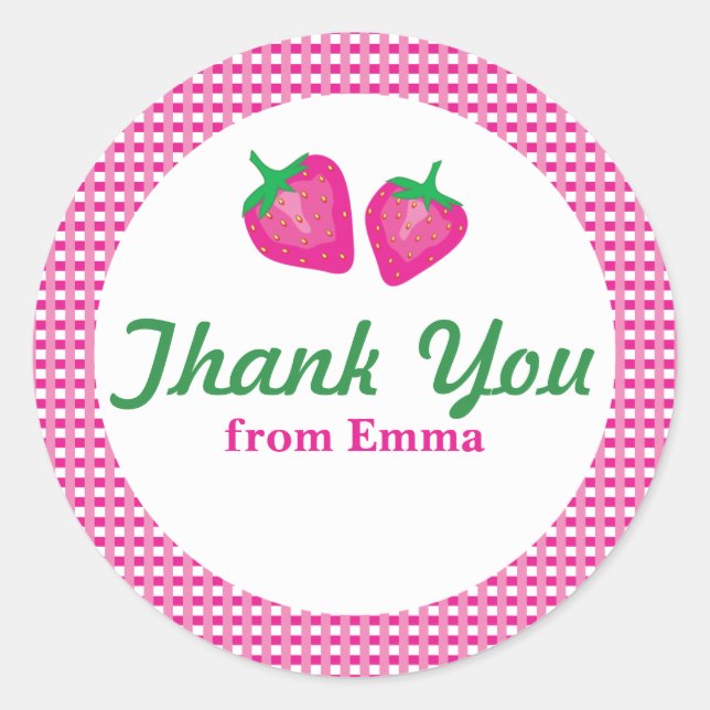 Strawberry Thank You Classic Round Sticker (Front)