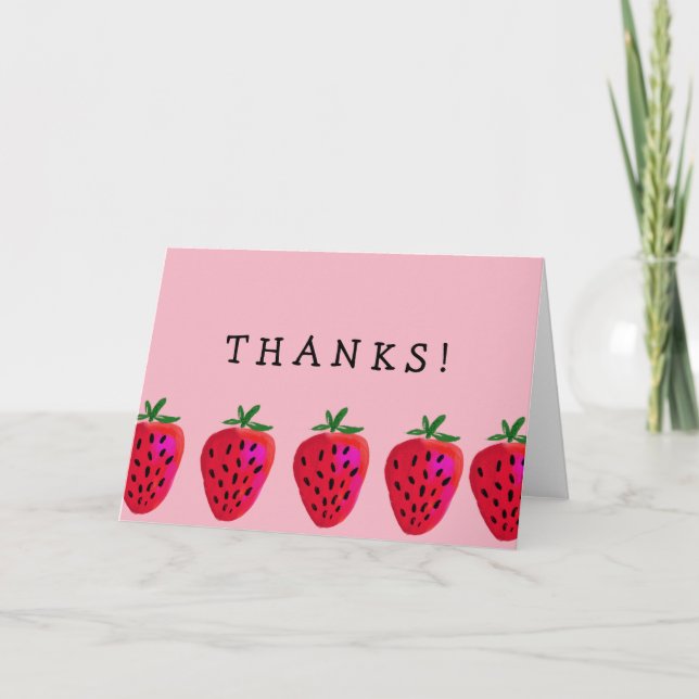 Strawberry Thank You Folded Note Cards (Front)