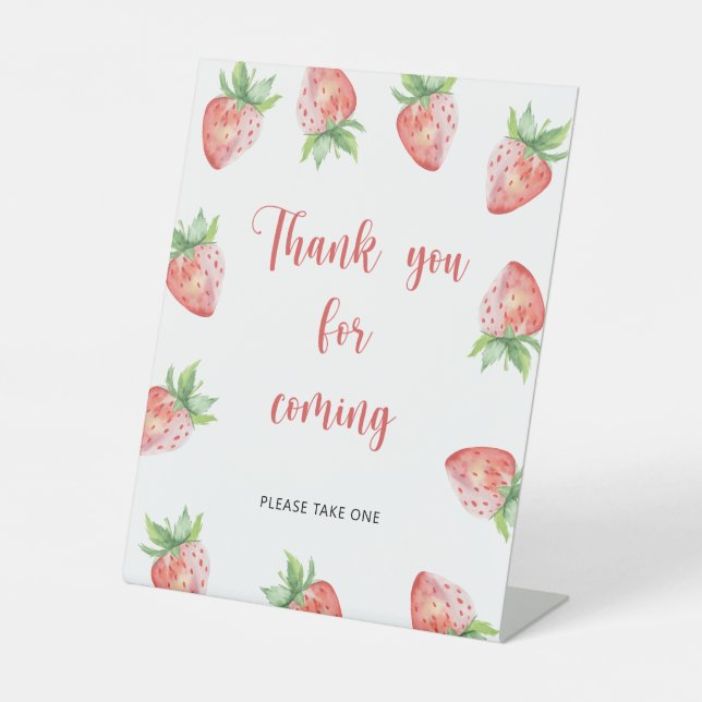 Strawberry \ Thank you for coming  Pedestal Sign (Front)