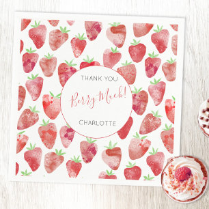 Strawberry Thank You Personalised Napkin