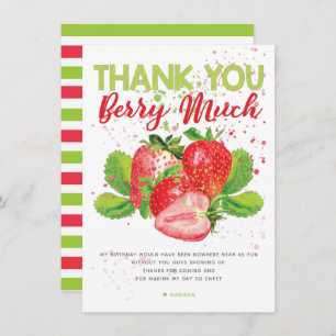 Strawberry Theme Birthday Thank You Card