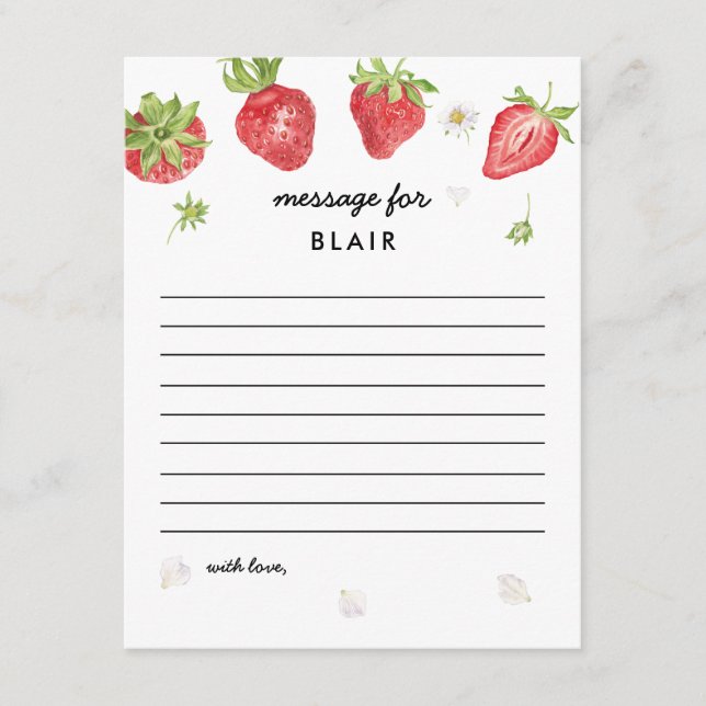 Strawberry Theme Birthday Time Capsule Note (Front)