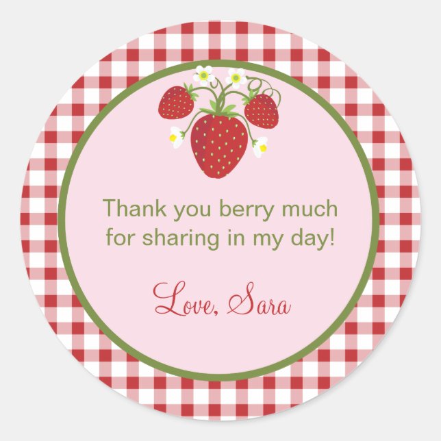 Strawberry Theme Favour Sticker (Front)