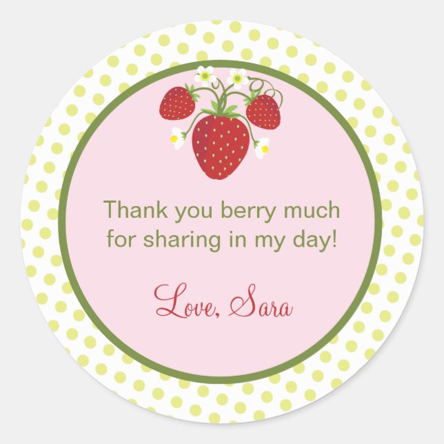 Strawberry Theme Favour Sticker (Front)