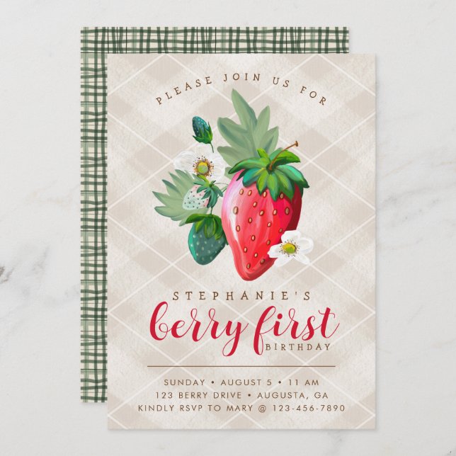 Strawberry Theme, First Birthday, Kids Birthday (Front/Back)