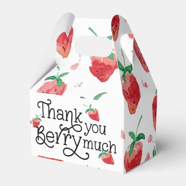 strawberry theme, first birthday, kids birthday cl favour box (Front Side)