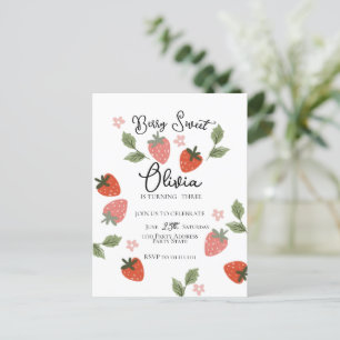 Strawberry Theme Girl Birthday Party Postcard