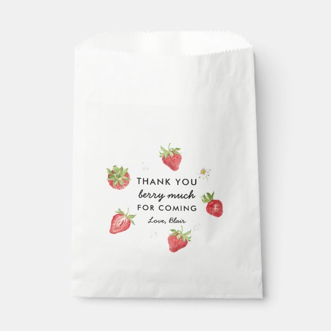 Strawberry Theme Thank You Berry Much Favour Bag (Front)