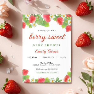 Strawberry Themed Baby Shower   Berry Sweet Invitation
