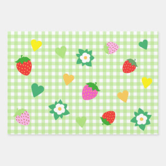 Strawberry Themed Birthday Party Wrapping Paper Sheet