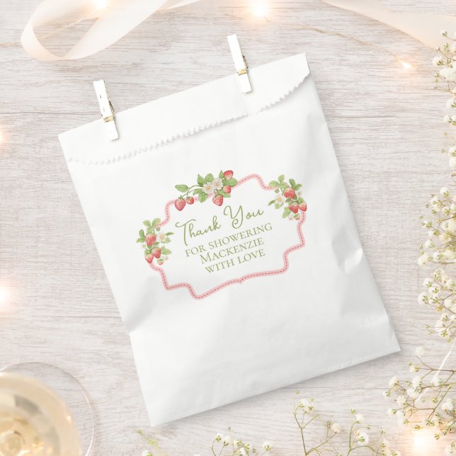 Strawberry Themed Shower Favour Bags (Clipped)