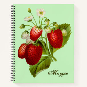 Strawberry Themed Spiral Notebook Personalised