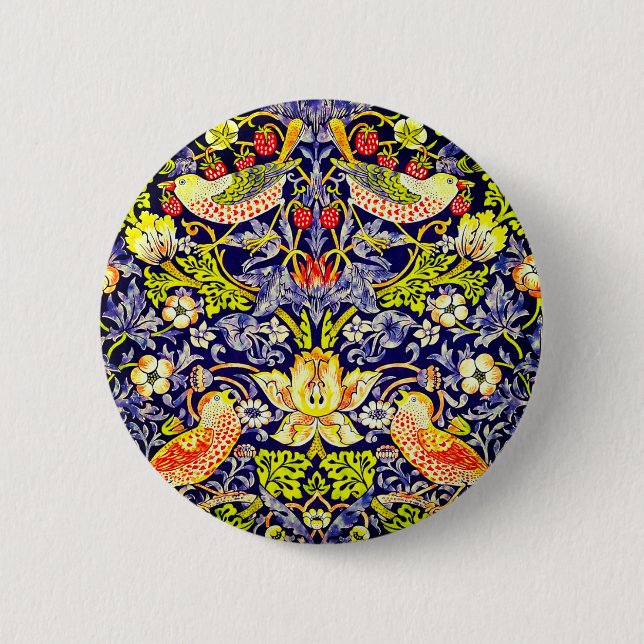 Strawberry Thief Birds William Morris 6 Cm Round Badge (Front)