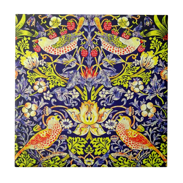 Strawberry Thief Birds William Morris Ceramic Tile (Front)