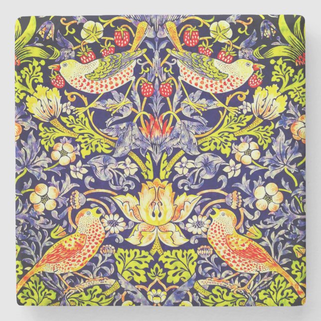 Strawberry Thief Birds William Morris Stone Coaster (Front)