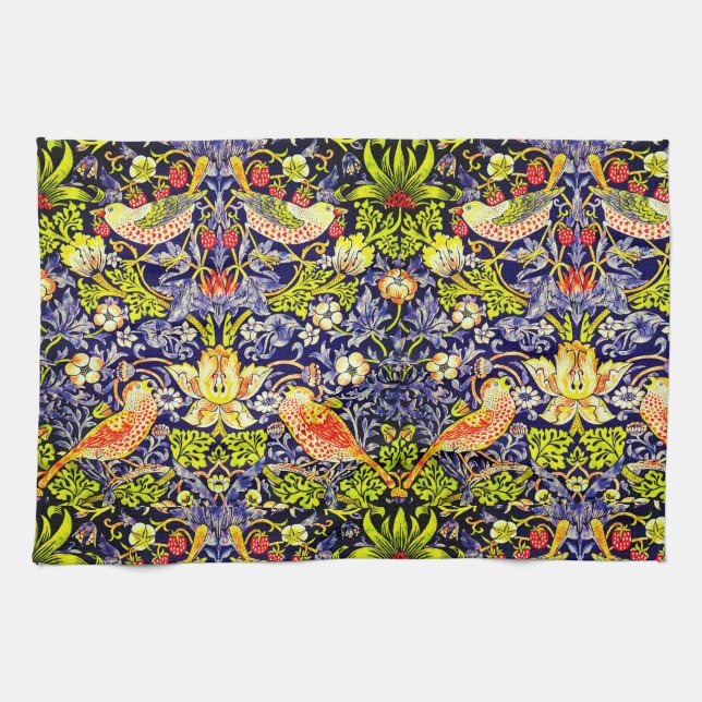 Strawberry Thief Birds William Morris Tea Towel (Horizontal)