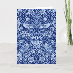 Strawberry Thief Blue Monotone, William Morris Card
