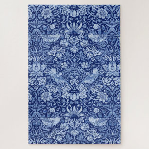 Strawberry Thief Blue Monotone, William Morris Jigsaw Puzzle