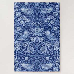 Strawberry Thief Blue Monotone, William Morris Jigsaw Puzzle