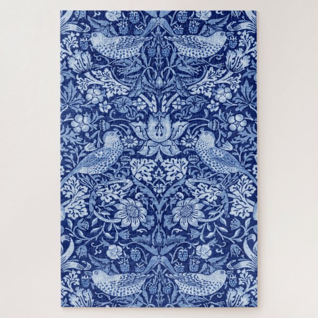 Strawberry Thief Blue Monotone, William Morris Jigsaw Puzzle (Vertical)