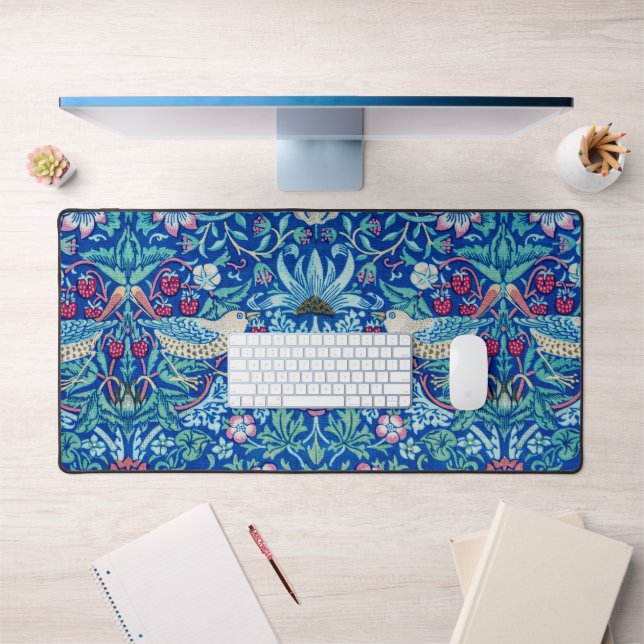 Strawberry Thief Blue, William Morris Desk Mat (Office 1)