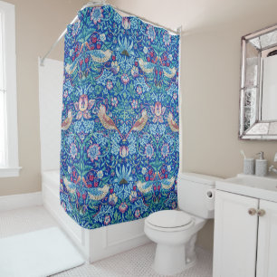 Strawberry Thief Blue, William Morris Shower Curtain