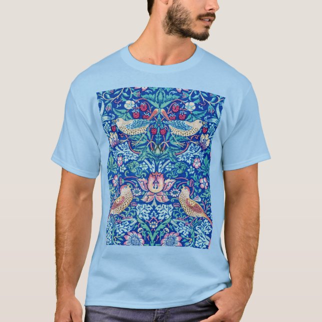Strawberry Thief Blue, William Morris T-Shirt (Front)
