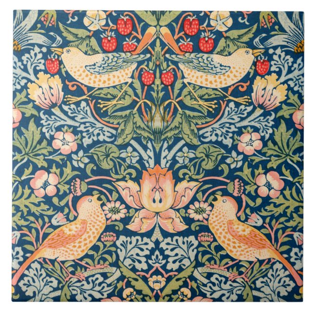 Strawberry Thief (by William Morris) Ceramic Tile (Front)