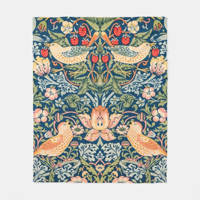 Strawberry Thief (by William Morris) Fleece Blanket (Front)