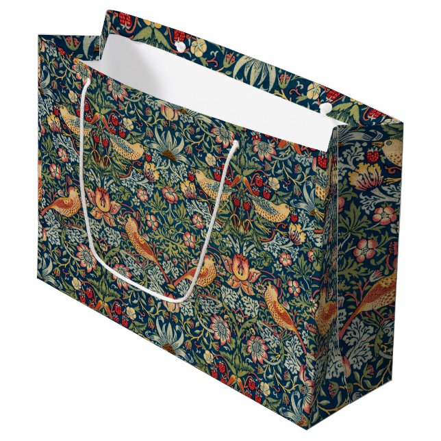 Strawberry Thief by William Morris Large Gift Bag (Front Angled)