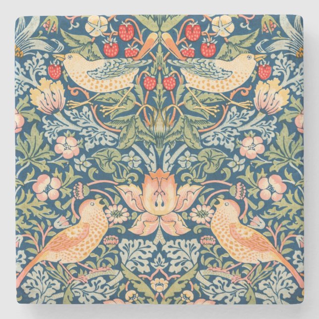 Strawberry Thief (by William Morris) Stone Coaster (Front)