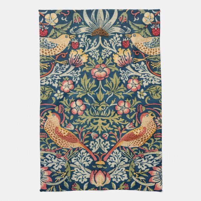 Strawberry Thief by William Morris Tea Towel (Vertical)