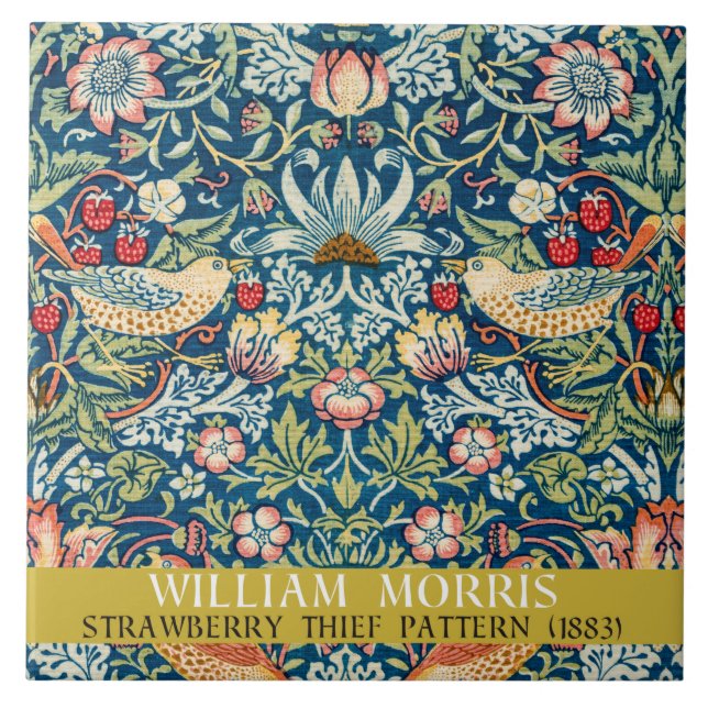 Strawberry thief - Design of William Morris Ceramic Tile (Front)