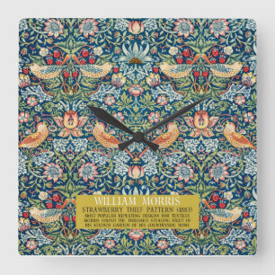 Strawberry thief - Design of William Morris Square Wall Clock