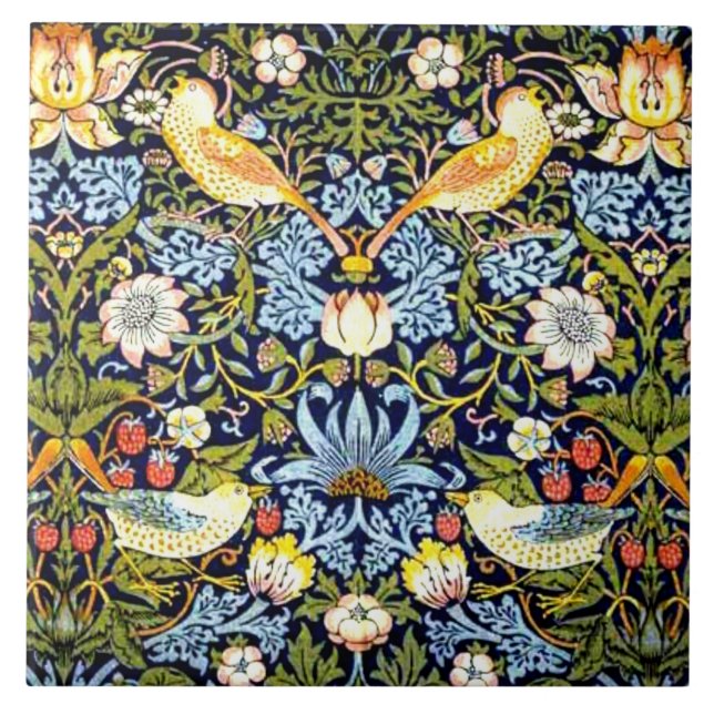 Strawberry Thief, famous pattern, Ceramic Tile (Front)