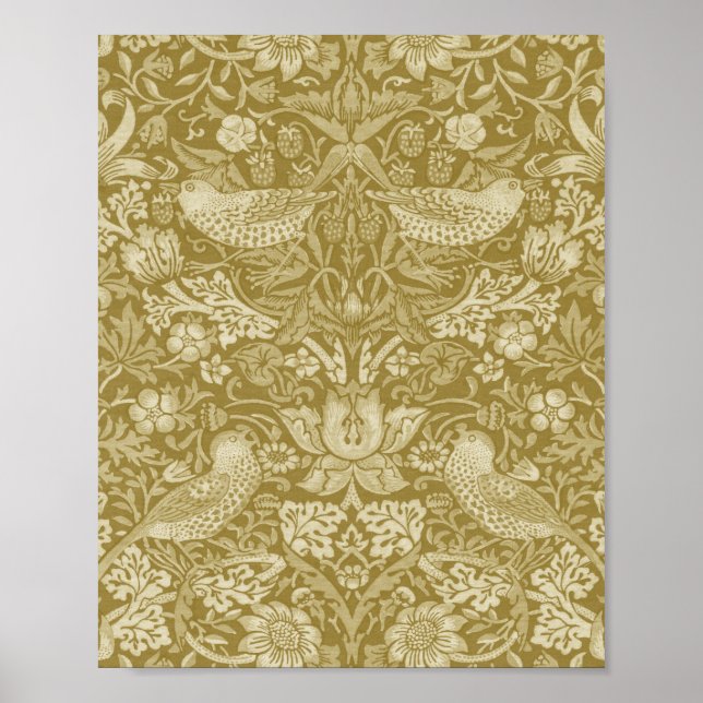 Strawberry Thief Gold, William Morris Poster (Front)