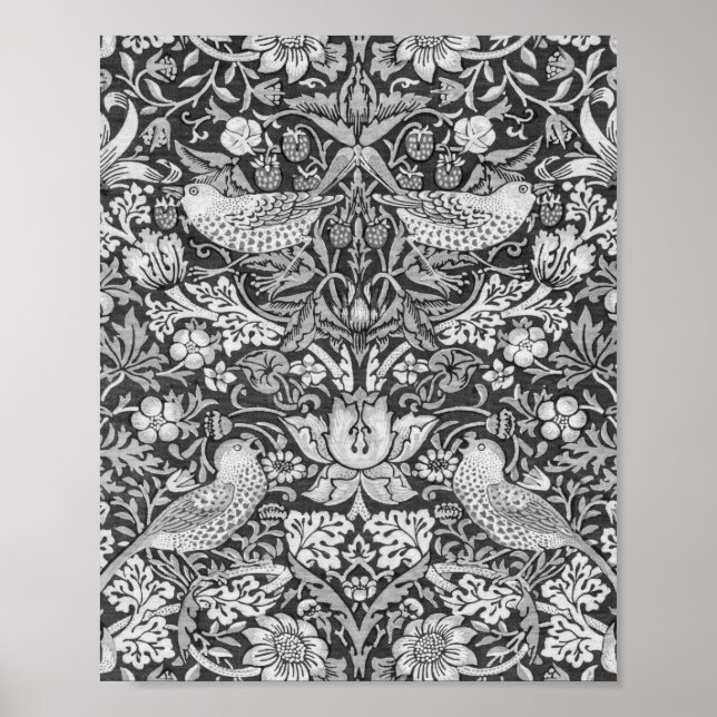 Strawberry Thief Gray, William Morris Poster (Front)