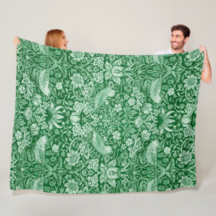 Strawberry Thief Green, William Morris Fleece Blanket